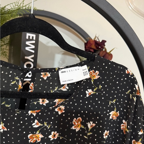 ASOS Curve Black floral and polkadots, Long Sleeve Sundress size 20 - Picture 3 of 7